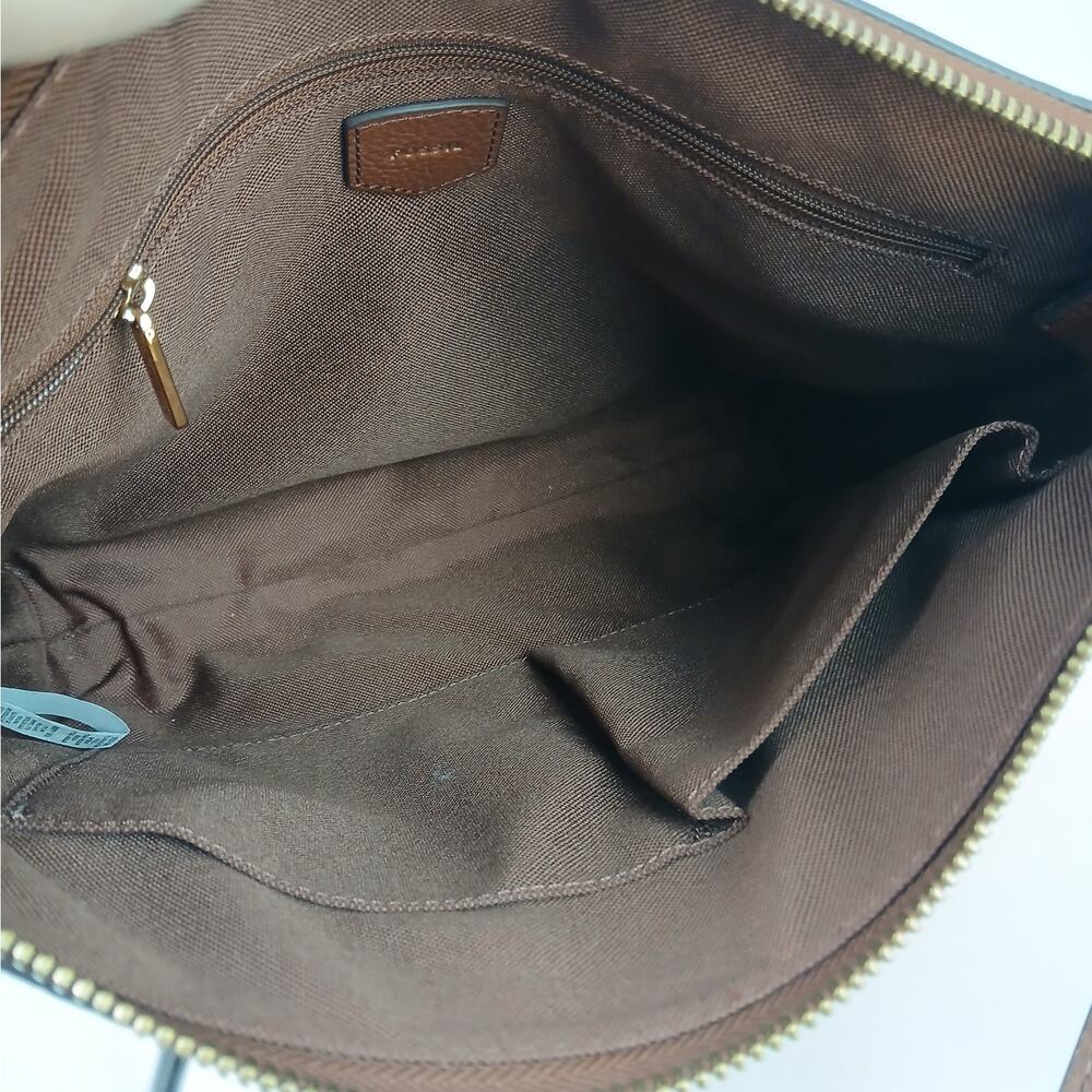Fossil Fiona Large Crossbody Bag-Brown Pebbled Leather EUC $180 - Picture 5 of 5